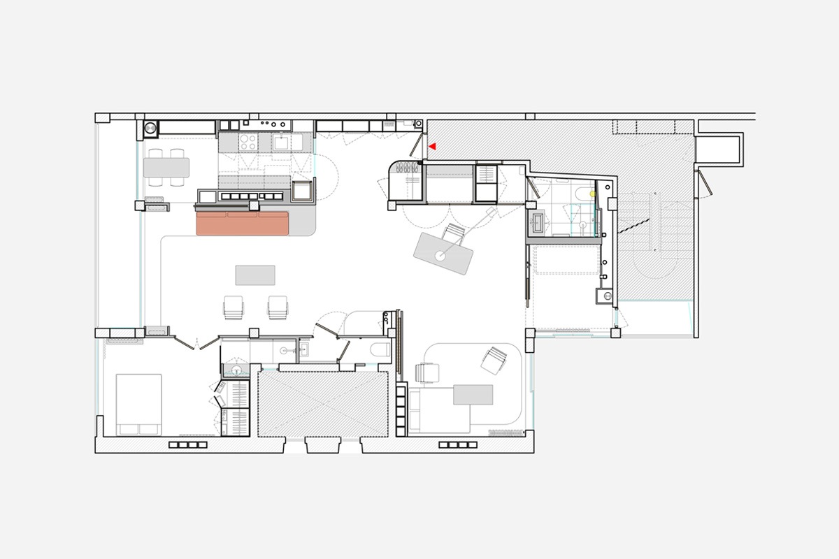 Panorama, bureau d’architecture : TWS : Réunion de deux appartements